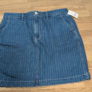 GAP Blue Pinstripe Denim Mini Skirt - Casual A-Line